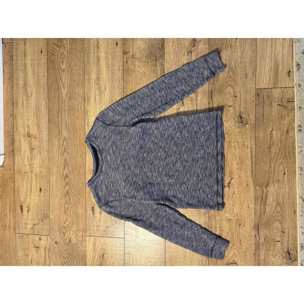 Y2k Henley Long Sleeve Heathered Blue/Grey Faded Glory Shirt Size Small Men's